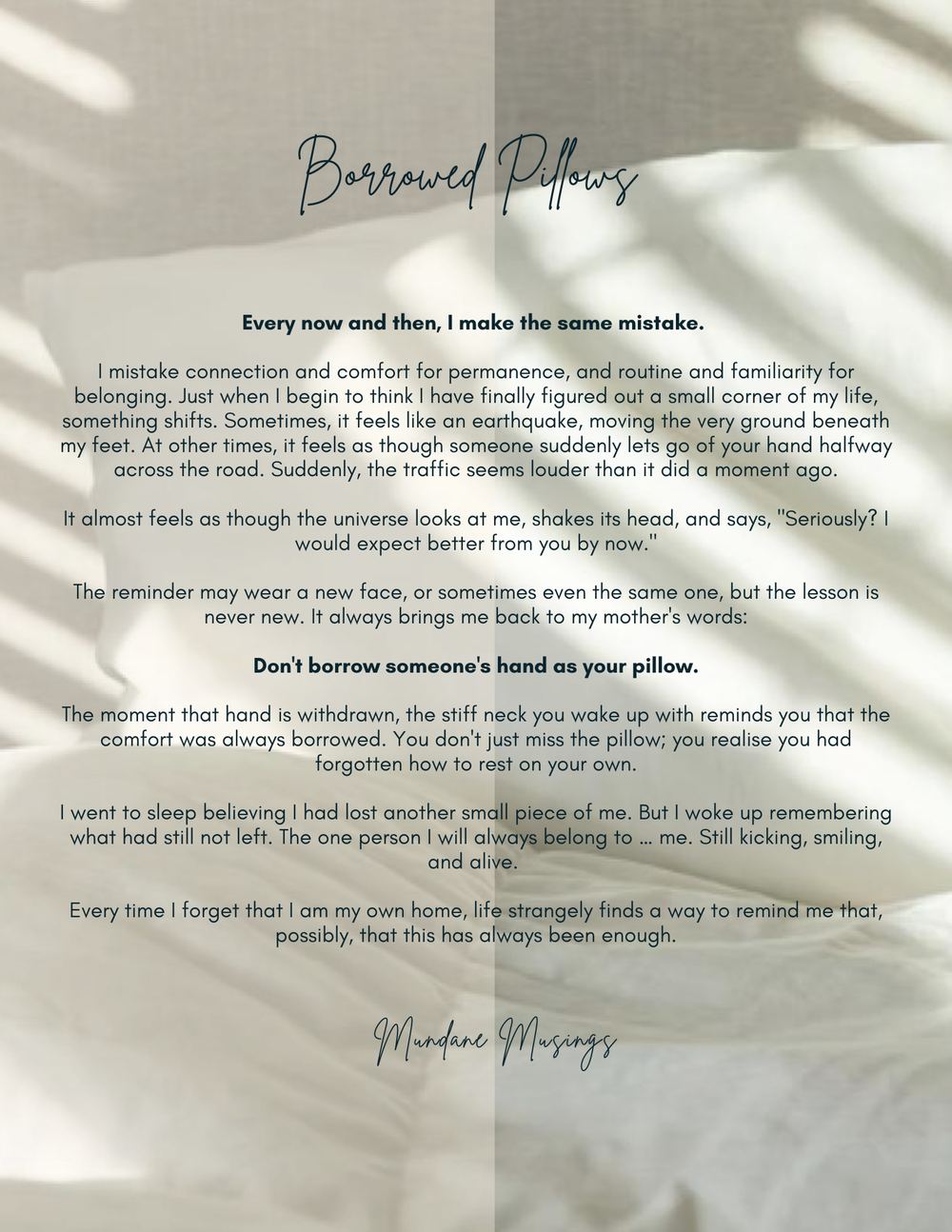Borrowed Pillows — Mundane Musings