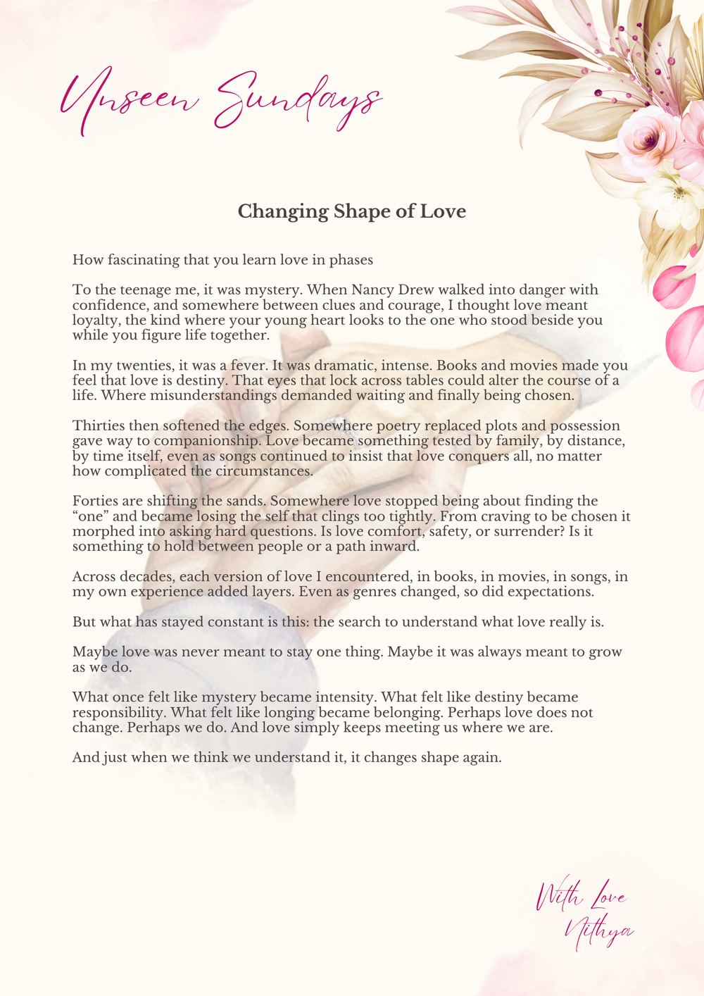 Changing Shape of Love — Unseen Sundays