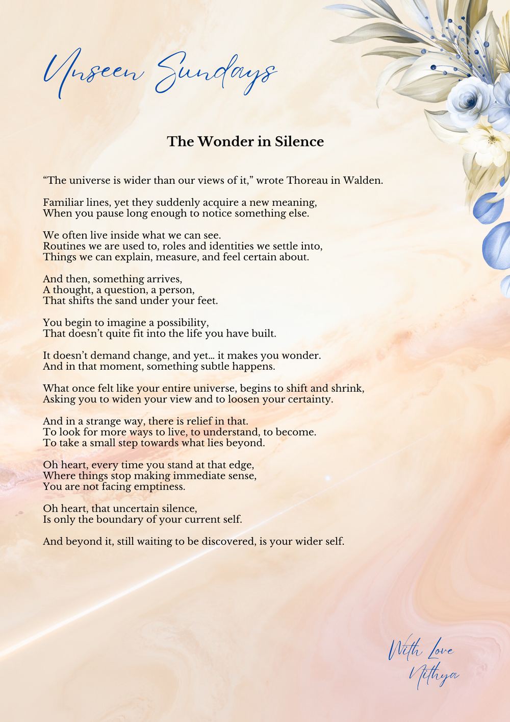 The Wonder in Silence — Unseen Sundays