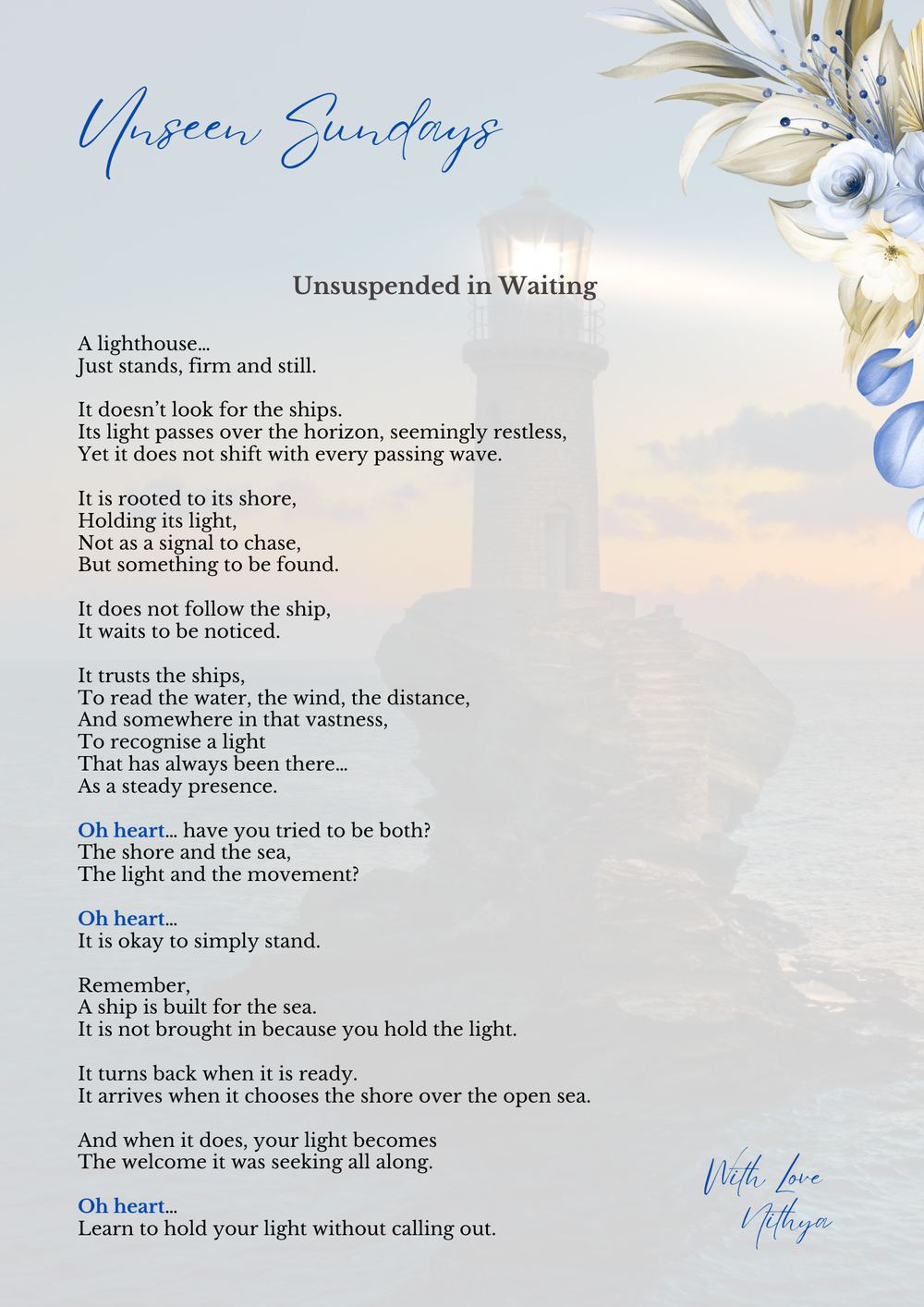 Unsuspended in Waiting — Unseen Sundays